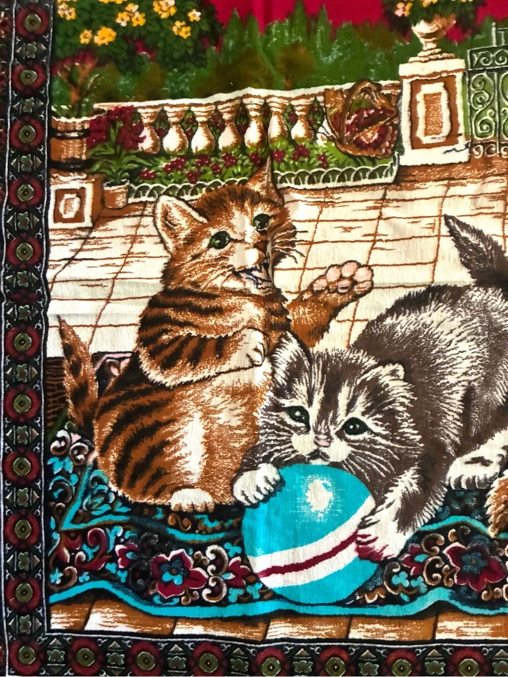 Vintage Kittens Wall Hanging Tapestry 38x55 Cottagecore Cats Decor Large